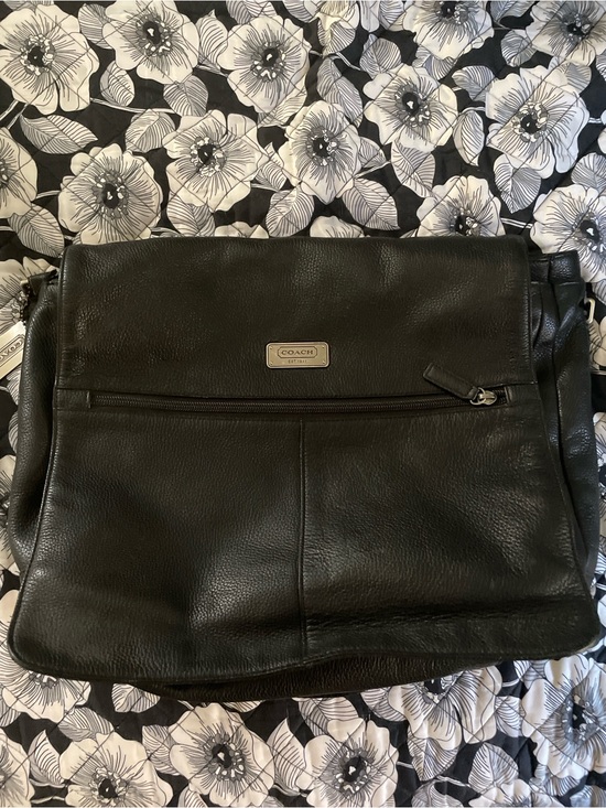 Coach Other - Coach Black Pebbled Leather Messenger Bag with Front Zip